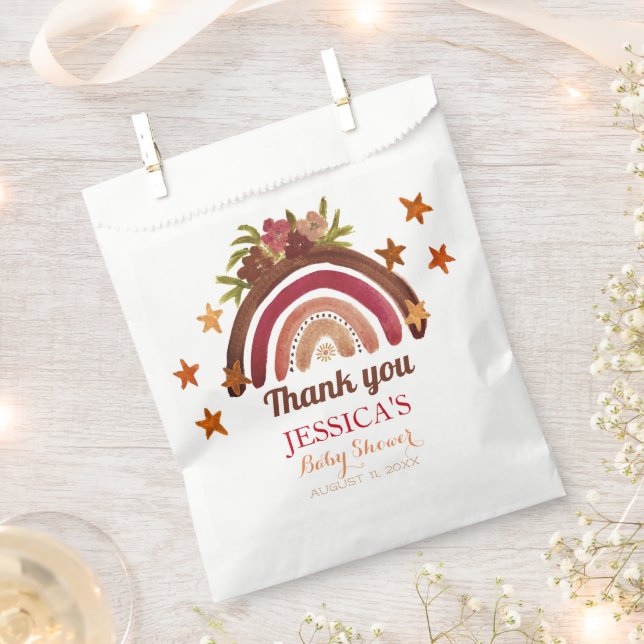 Bohemian Boho Rainbow Baby Shower Earthy Cute Favour Bag (Clipped)