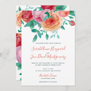 Bohemian Bold Floral Wedding Invitation
