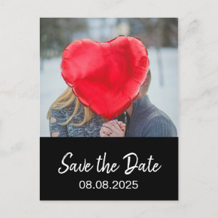 Bohemian Bold Modern Photo Black Save the Date Postcard