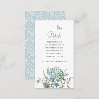 Bohemian Botanical Blue Watercolor Wedding Enclosure Card
