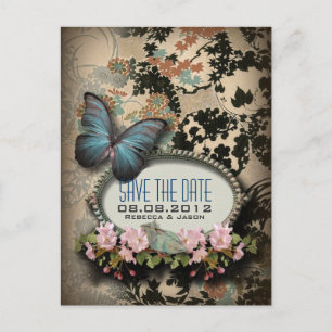 Bohemian Botanical butterfly Paris bridal shower Announcement Postcard