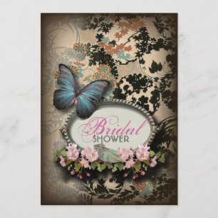 Bohemian Botanical butterfly Paris bridal shower Invitation