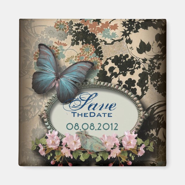 Bohemian Botanical butterfly Paris bridal shower Magnet (Front)
