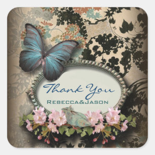 Bohemian Botanical butterfly Paris bridal shower Square Sticker