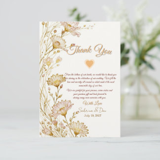 Bohemian, botanical style  thank you card