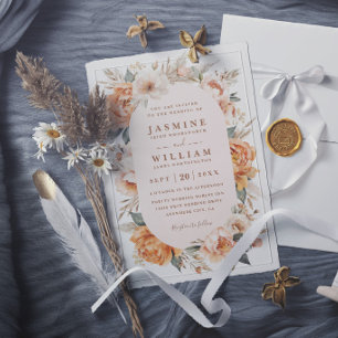 Bohemian Bouquet Rustic Flowers Elegant Wedding Invitation