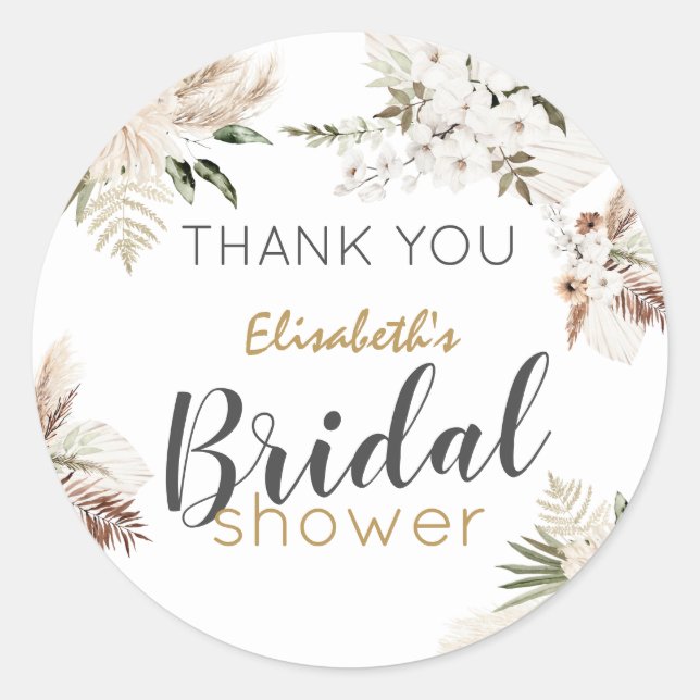Bohemian Bridal Shower Thank You Classic Round Sti Classic Round Sticker (Front)
