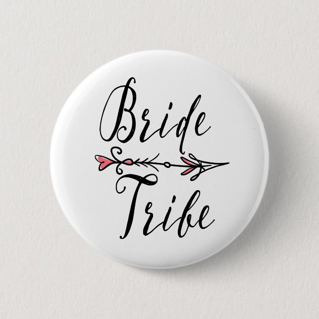 Bohemian Bride Tribe with Heart Arrow 2 Inch Round Button (Front)