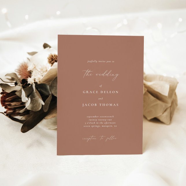 Bohemian Bronze Rose Minimalist Wedding Invitation (Creator Uploaded)