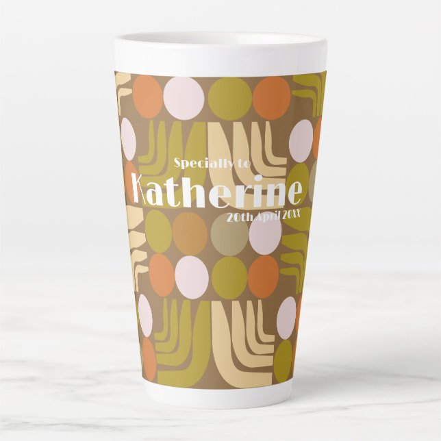 Bohemian Brown Green Orange Latte Mug (Front)