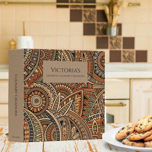 Bohemian Brown, Rust & Black Monogram Recipe Binder (Creator Uploaded)