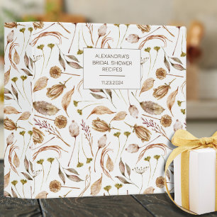 Bohemian Brown & White Bridal Shower Recipe Binder