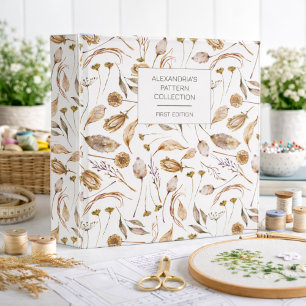 Bohemian Brown & White Floral Pattern Keeper Binder