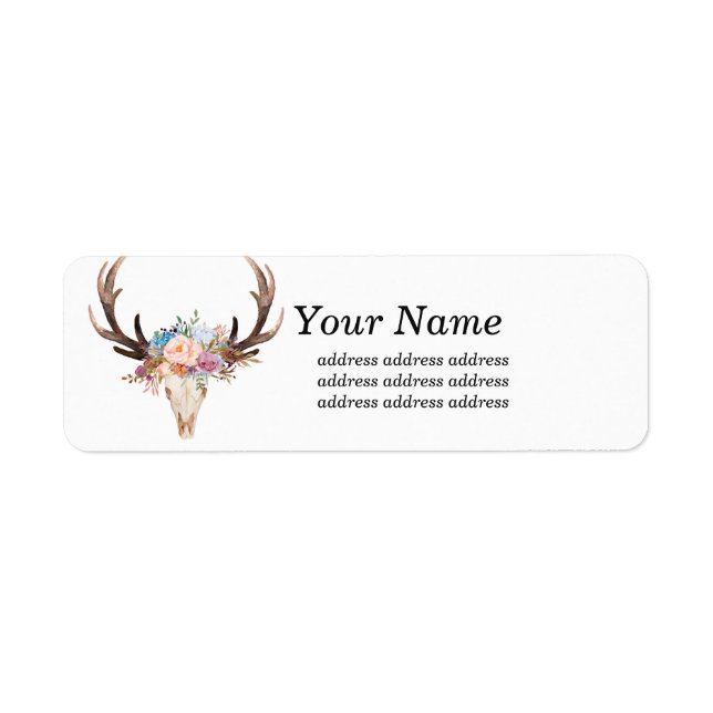 bohemian, bull skull, antler, boho floral (Front)