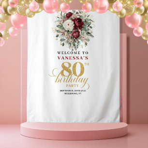 Bohemian Burgundy 80th Birthday Tapestry