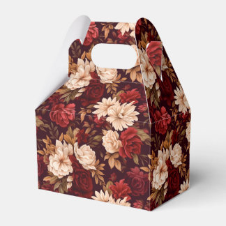 Bohemian burgundy beige flowers favor box