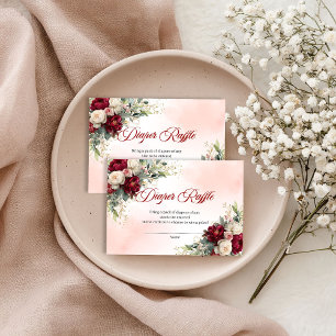 Bohemian Burgundy Peony Gold Floral Diaper Raffle Enclosure Card