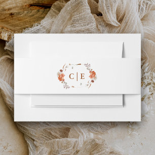 Bohemian Burnt-Orange Floral Rustic Wedding Invitation Belly Band