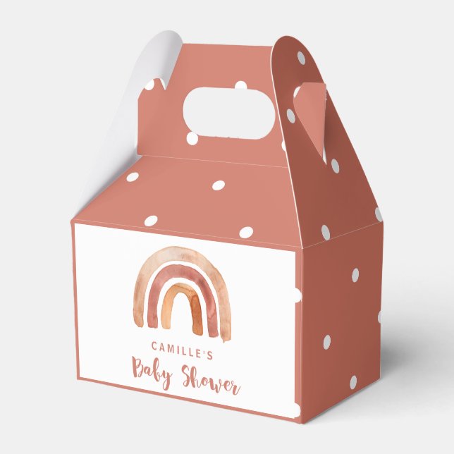Bohemian Burnt Orange Rainbow Baby Shower  Favor Box (Front Side)