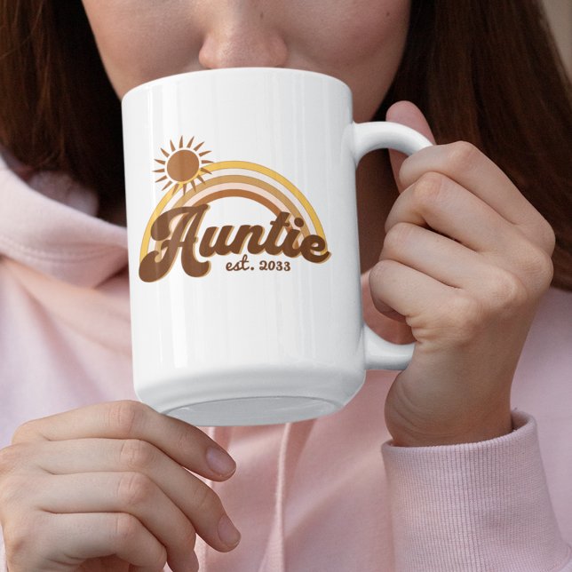 Bohemian Burnt Orange Rainbow Sun Auntie Retro Coffee Mug (Creator Uploaded)