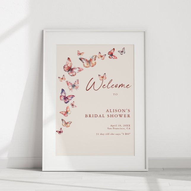 Bohemian Butterfly Bridal Shower Welcome Poster (Creator Uploaded)