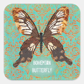Bohemian Butterfly Damask Sticker