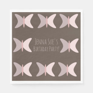 Bohemian Butterfly Pastel Pink Birthday  Napkin