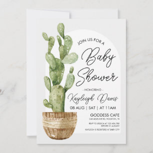 Bohemian Cactus Baby Shower Succulent  Invitation