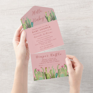 Bohemian Cactus Desert Baby Shower Gender Neutral  All In One Invitation