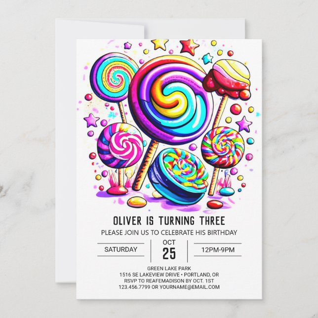 Bohemian Candy Online Birthday Invitation (Front)