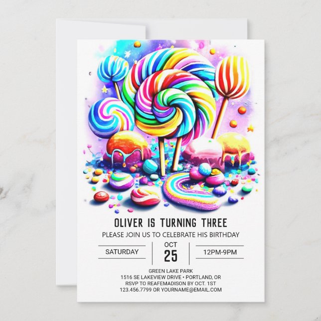 Bohemian Candyland Printable Birthday Invitation (Front)