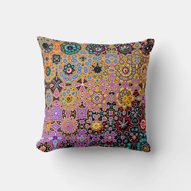Bohemian Carpet Elegant Gustav Klimt Fantasy Throw Pillow (Front)