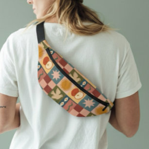 Bohemian Celestial Patchwork with Mystical Symbols Fanny Pack
