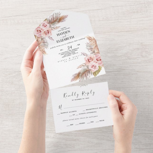 Bohemian Chic All InOne Wedding Invite Supplie (Tearaway)