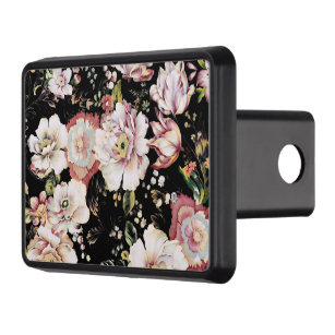 bohemian chic blush pink flowers dark floral trailer hitch cover