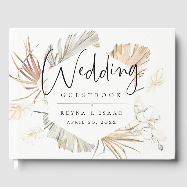 Bohemian-Chic Botanical Wedding Guest Book (Front)