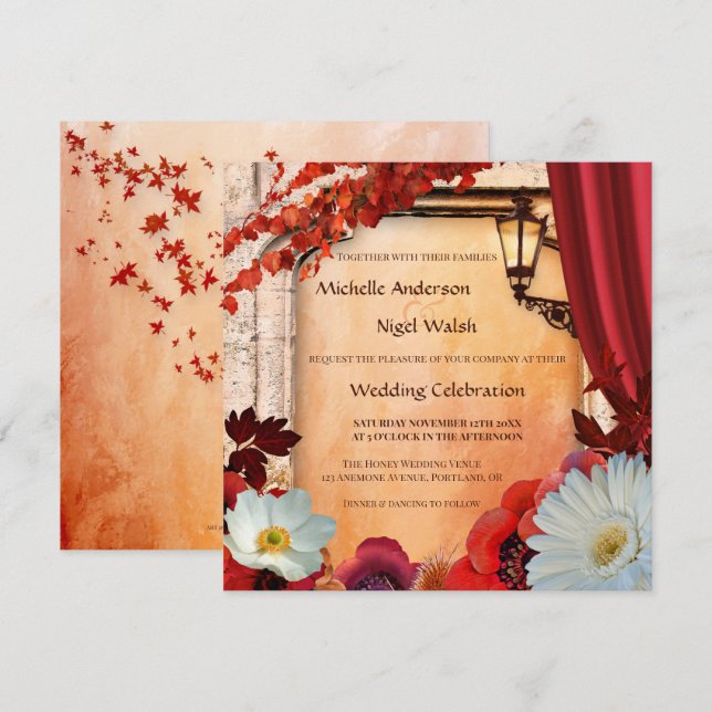 Bohemian Chic Classic Fall Wedding Invitation (Front/Back)