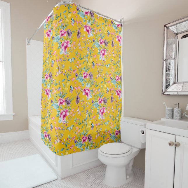 Bohemian Chic Floral & Butterflies Mustard Yellow (In Situ)