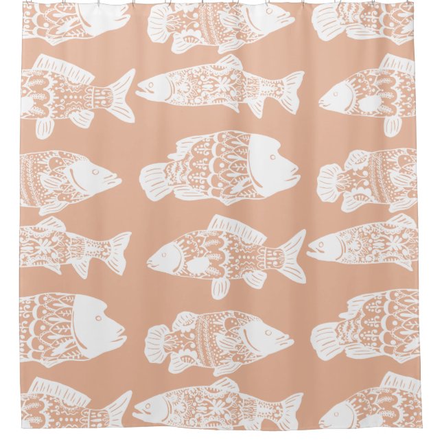 Bohemian Chic Floral Patterned Fish Peach (Front)