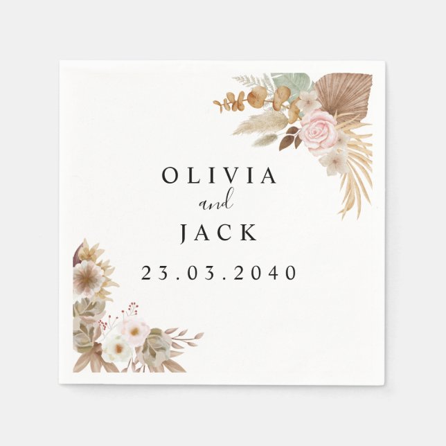Bohemian Chic  floral Wedding  Napkin (Front)