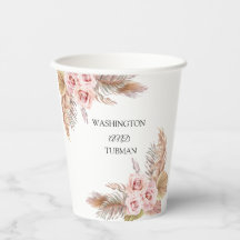 Bohemian Chic Floral Wedding Paper Cup