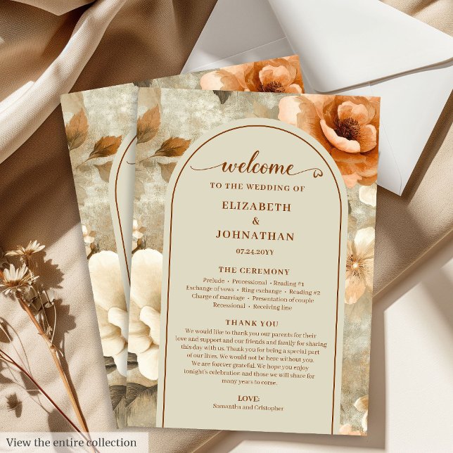 Bohemian Chic Terra Cotta Beige Sage Wedding Day Program (Bohemian Chic Terra Cotta Beige Sage Wedding Program)