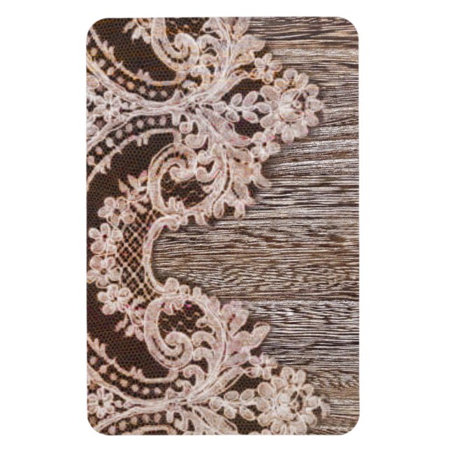 bohemian chic western country wood floral lace magnet (Vertical)