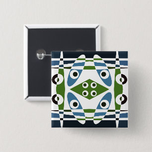 Bohemian Chintz 1 Blue Green Pin Button