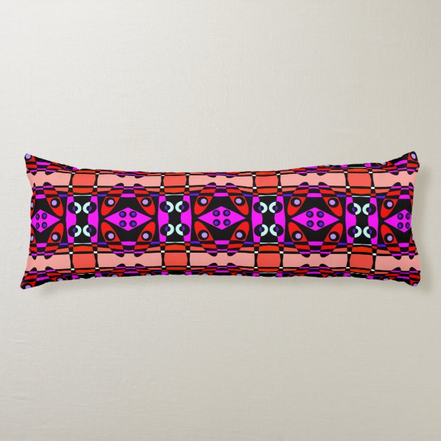 Bohemian Chintz 45 Red Pink Purple Black  Body Pillow (Front)