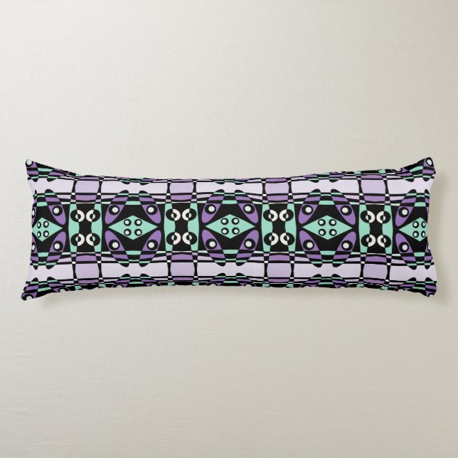 Bohemian Chintz 49 Lavender Mint Black  Body Pillow (Front)