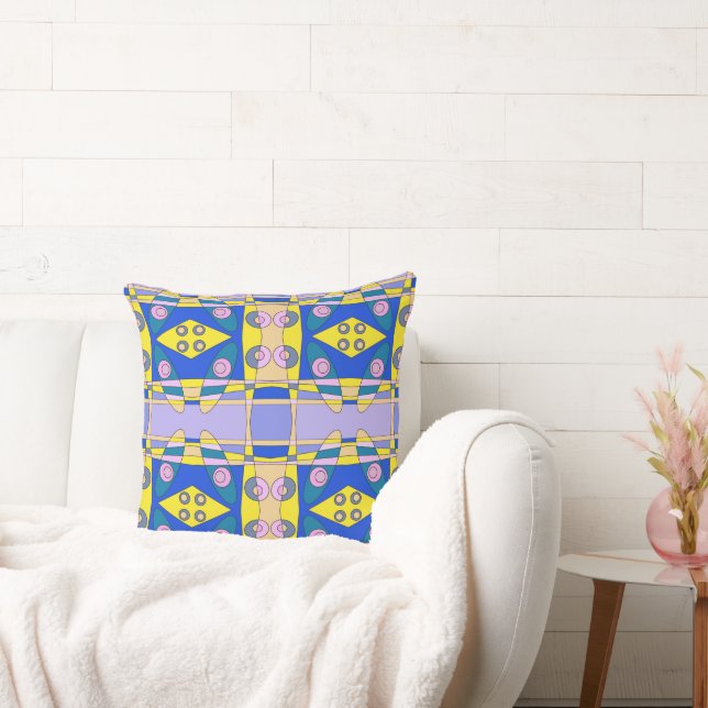 Bohemian Chintz 75 Yellow Pink Blue Throw Pillow (Couch)