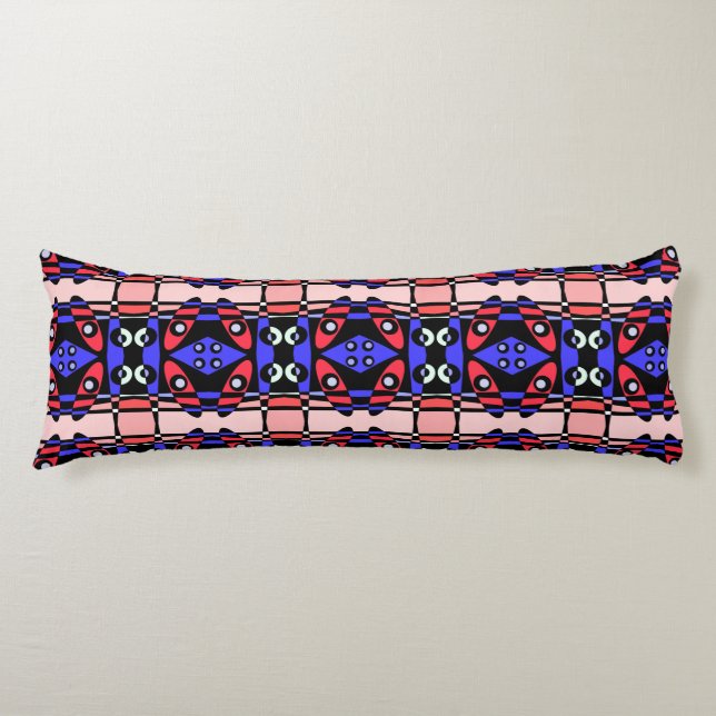 Bohemian Chintz 90 Red Blue Black  Body Pillow (Front)