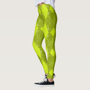 Bohemian Chintz Illustration Green Olive Avocado Leggings