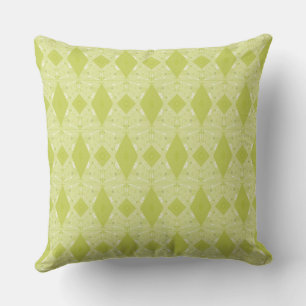 Bohemian Chintz Illustration Micro Pear Green Throw Pillow